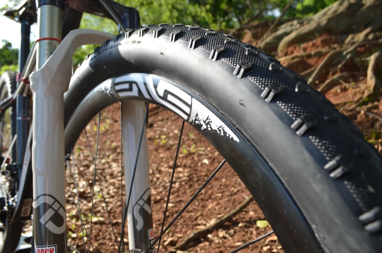 a close up of the tire of a bike