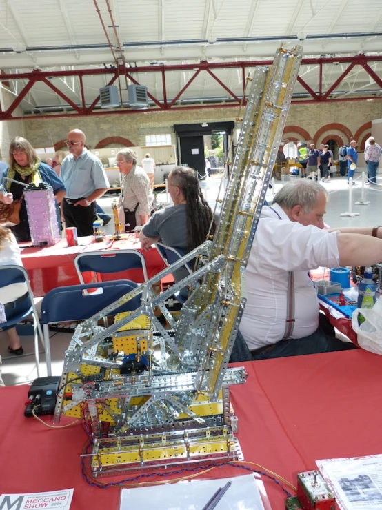 a model of a crane on top of a table