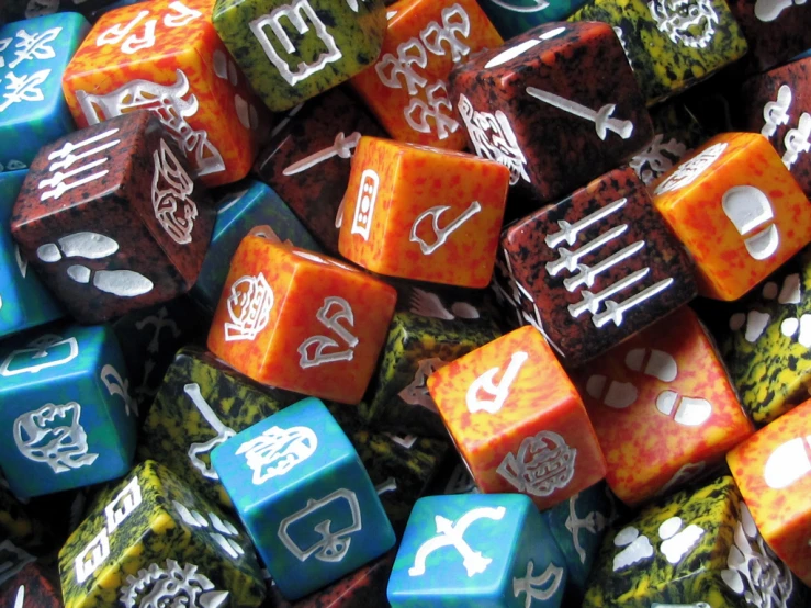a close up view of a set of dices