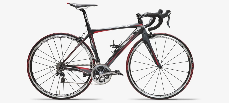 a bicycle is shown with red and black stripes