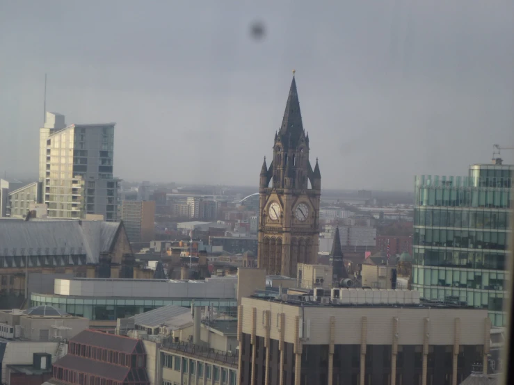 a picture of a cityscape looking towards the old clock tower