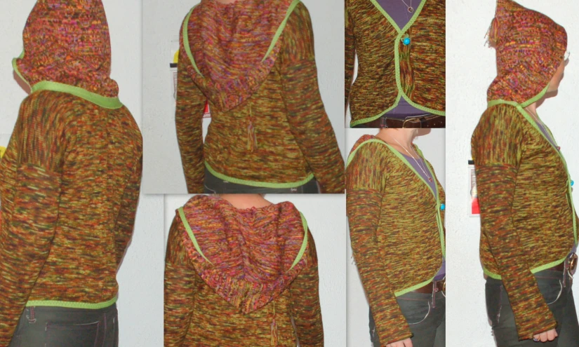 a sweater made of knitting material with zippers