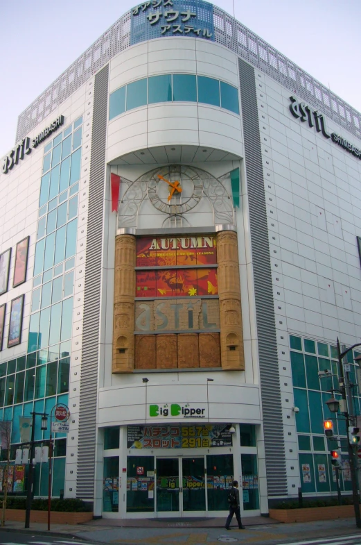 a building is shown with a wooden door