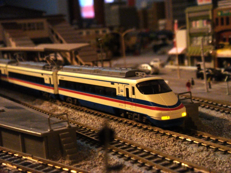 a very close up of a model train