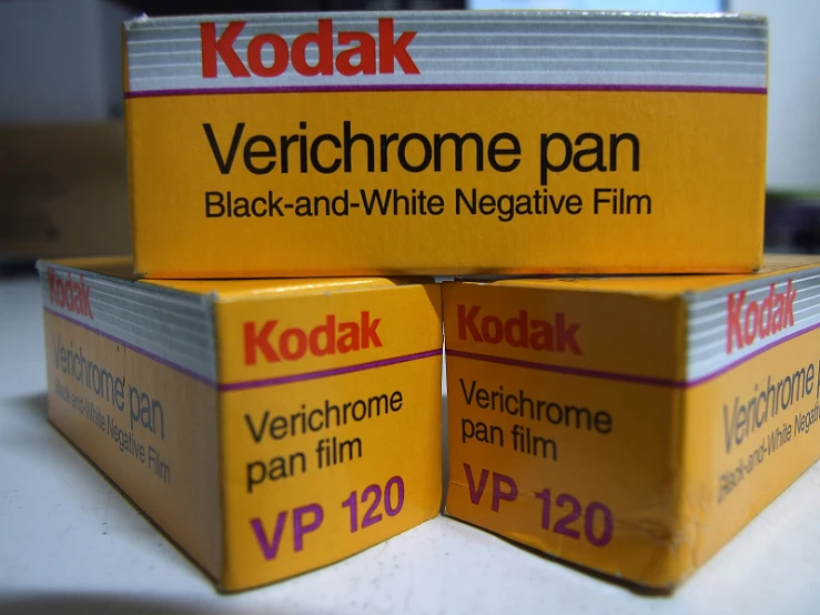 the yellow box contains three different types of film