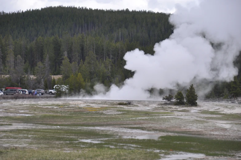 smoke coming out of the ground and on land