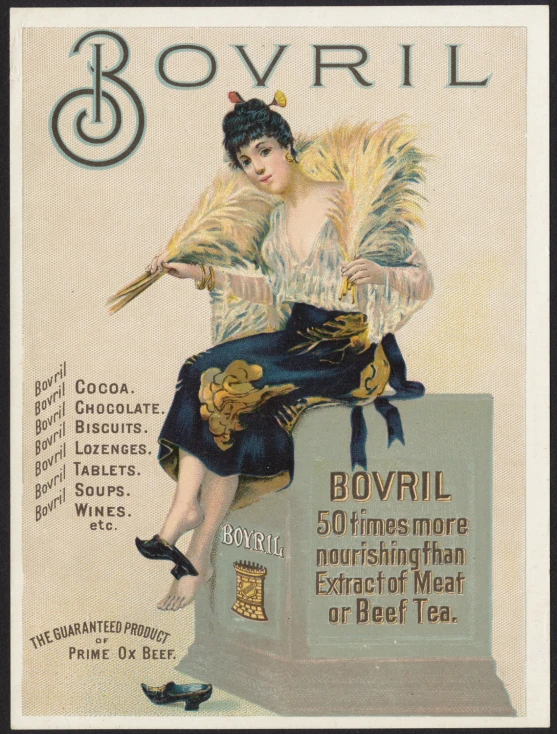the image is a vintage advertit for boovril