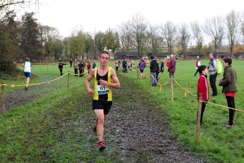 a  running a race in the rain