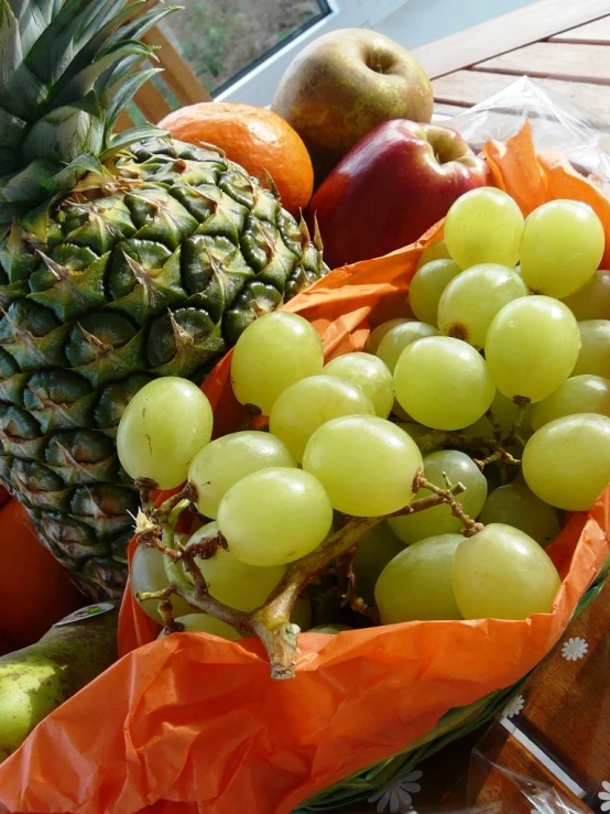 a basket with some fruit on it