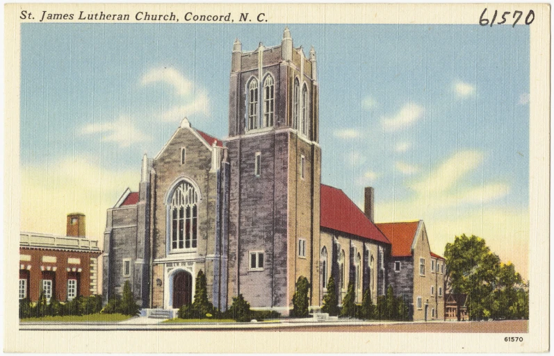 vintage postcard of a large church with many windows