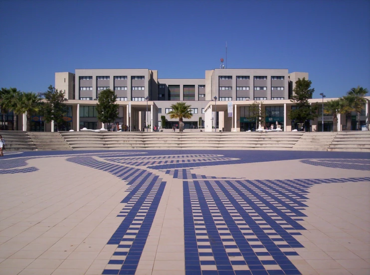 the outside of a building and its courtyard