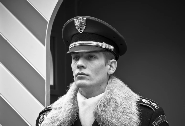 black and white pograph of a man in uniform