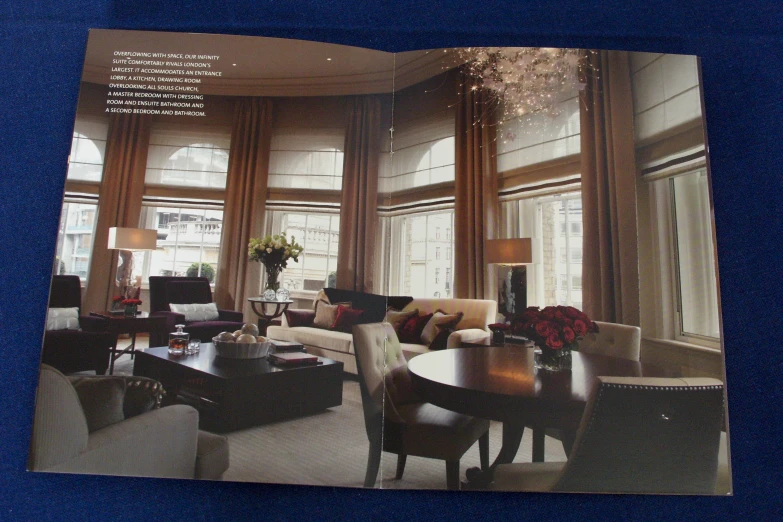 a magazine showing the interior of a home with furniture