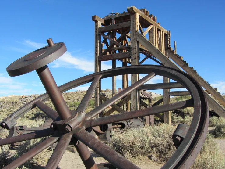 rusty steel pipes holding soing in the sky