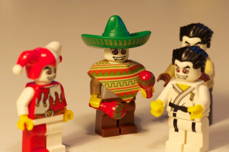 some legos are arranged to make the costumes