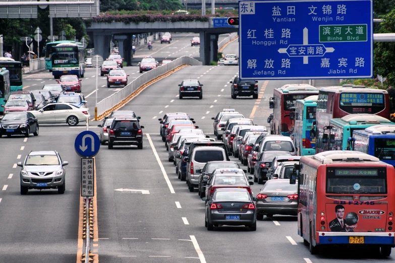 an oriental highway filled with lots of traffic