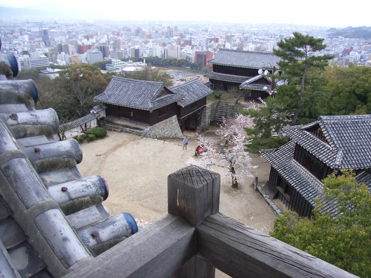 an aerial view looking at some of the ancient buildings