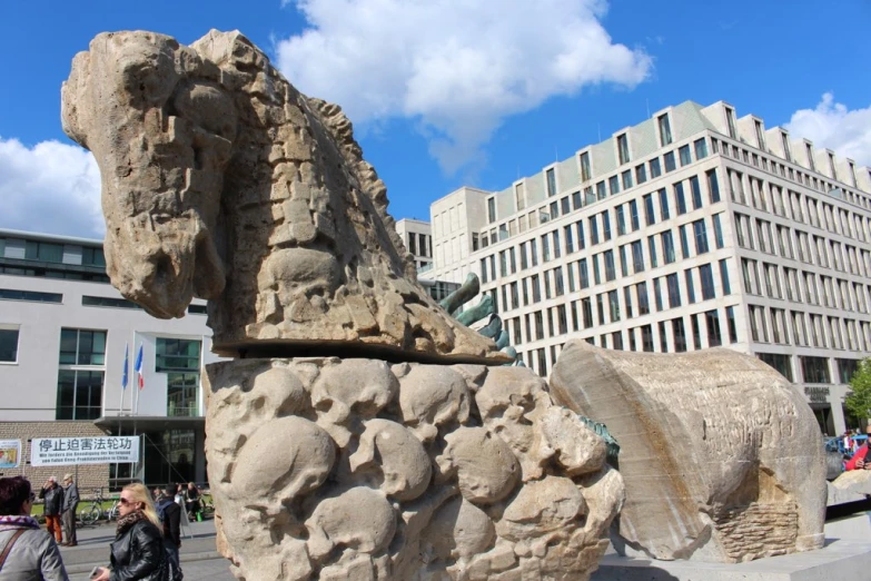 there is a rock formation outside in the city