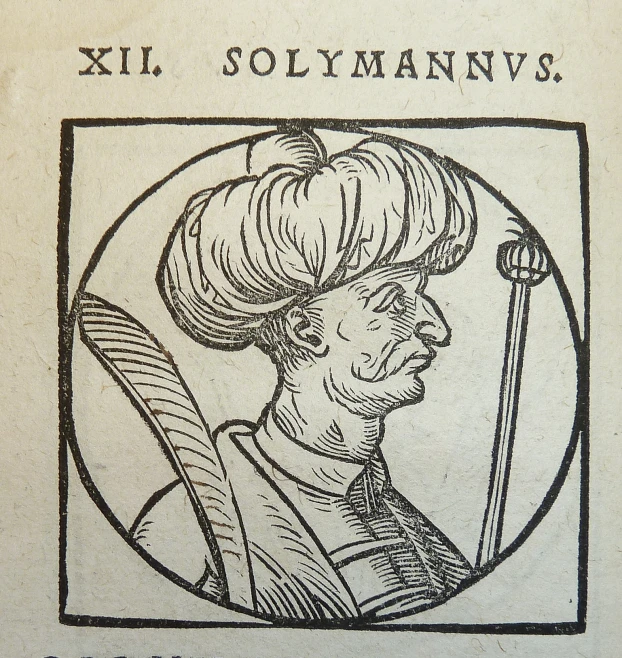 an old book with an old drawing of a person holding a baton