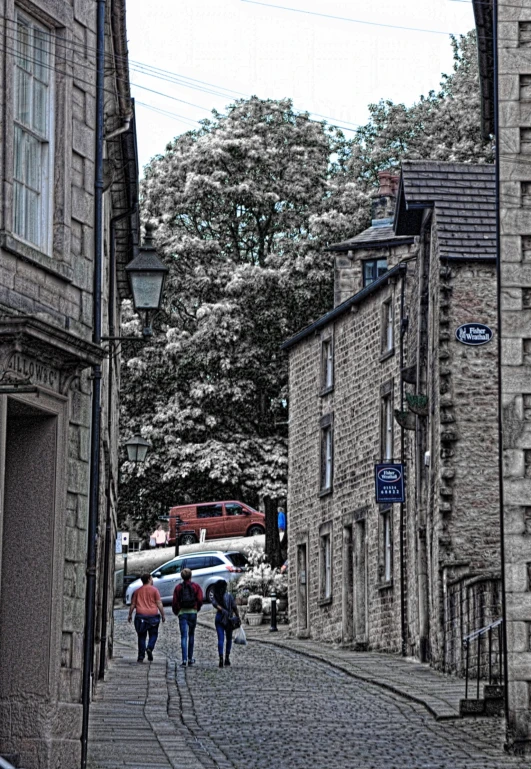 the cobblestone streets and buildings are very narrow