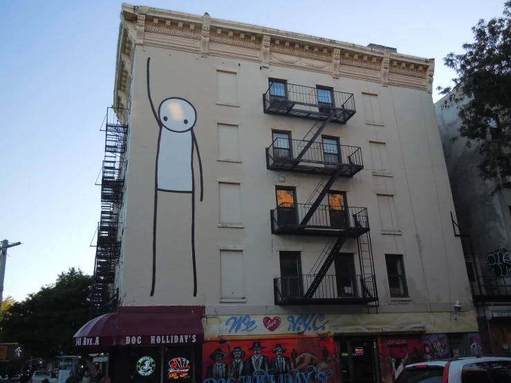 a man painted on the side of a building