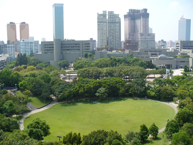 there is a large field near the city