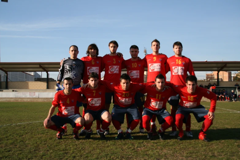 a team po for soccer team on a field