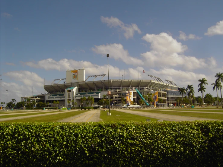 the football stadium is empty at the entrance