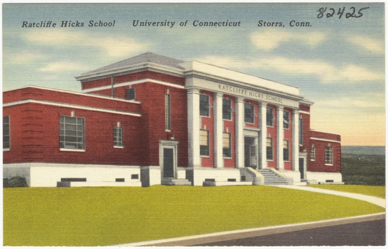 an old picture shows a red brick building