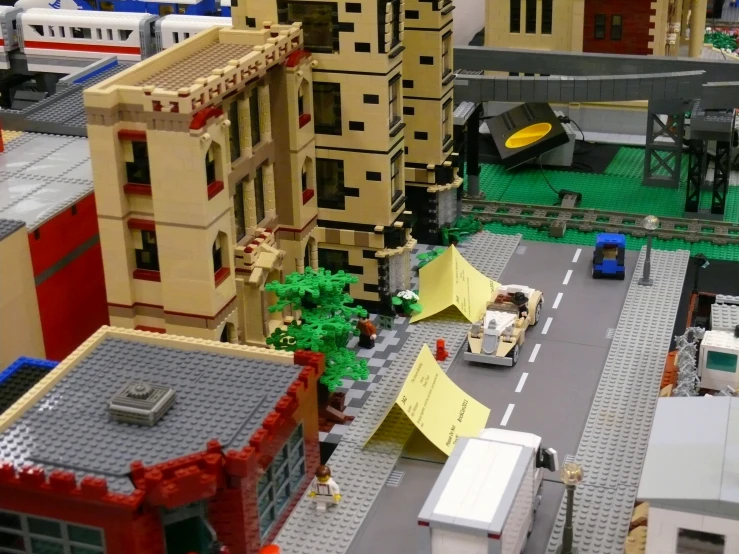 small city with miniature buildings and legos on it