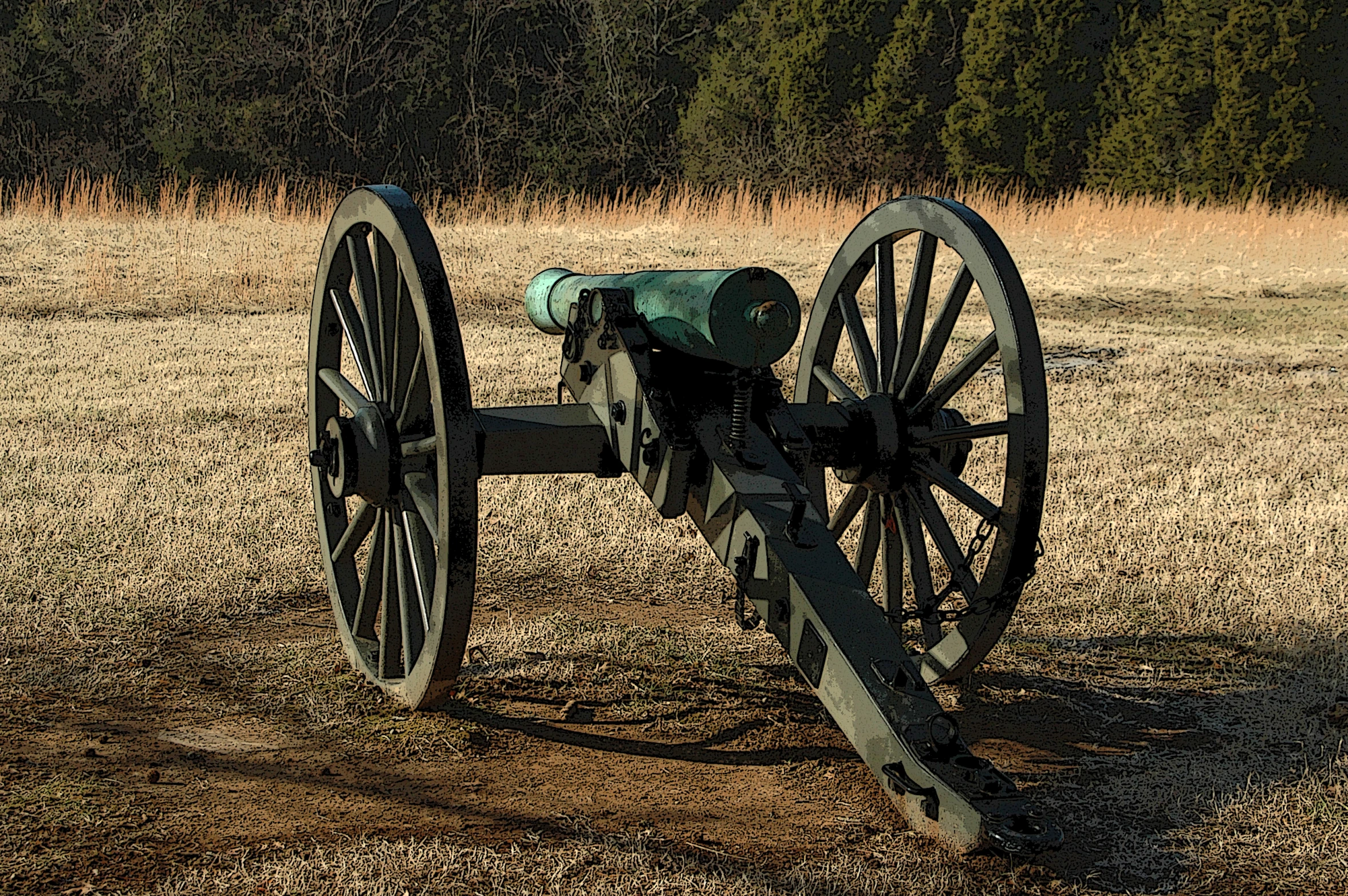 an old antique cannon in a desert landscape