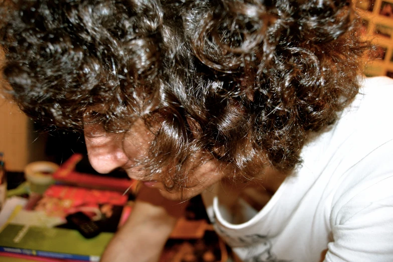 closeup of messy hair on a woman's head