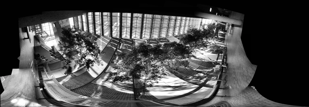 an artistic image of benches and a fence