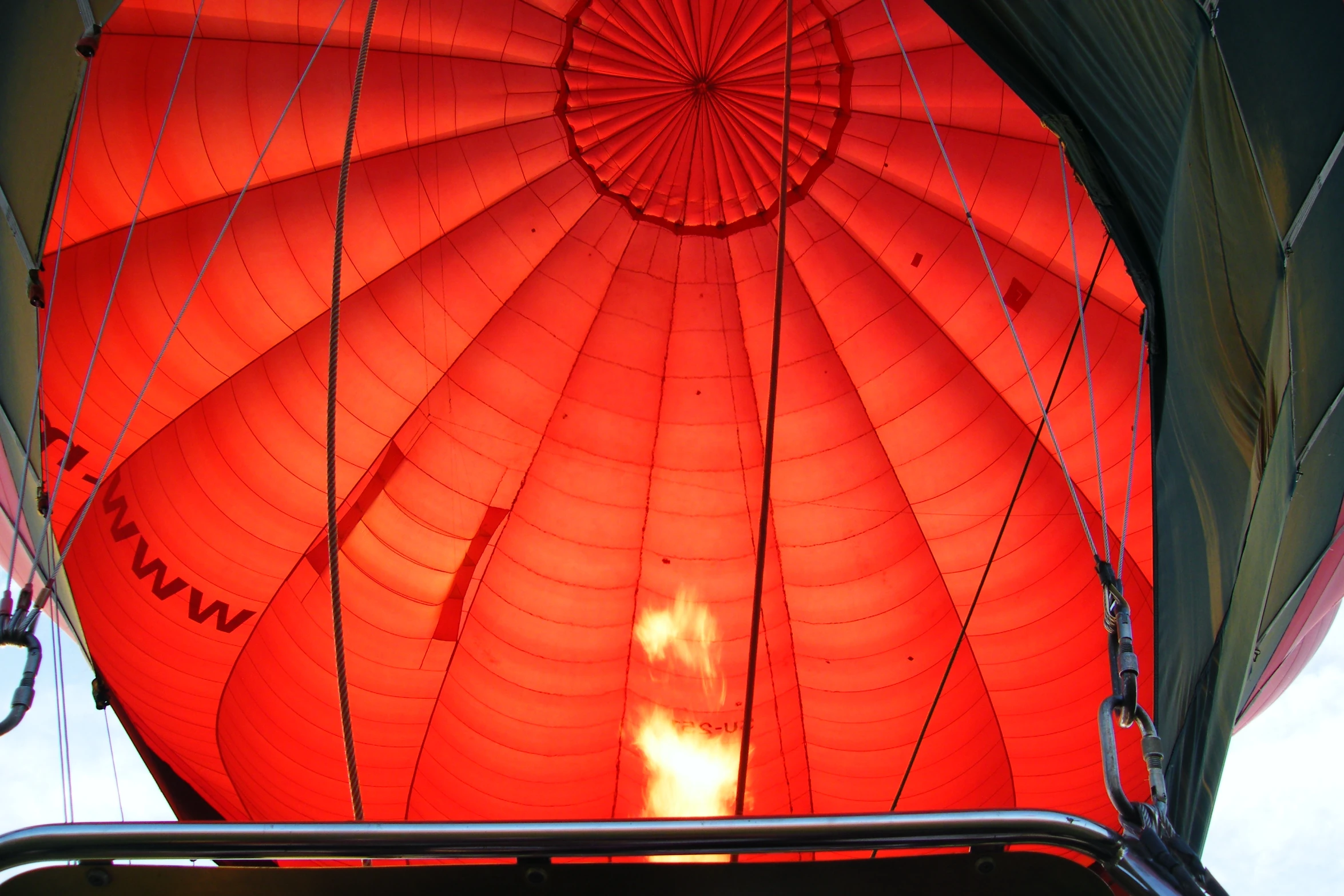 inside view of an orange  air balloon