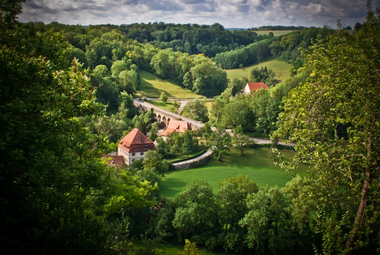 aerial view of a house surrounded by trees