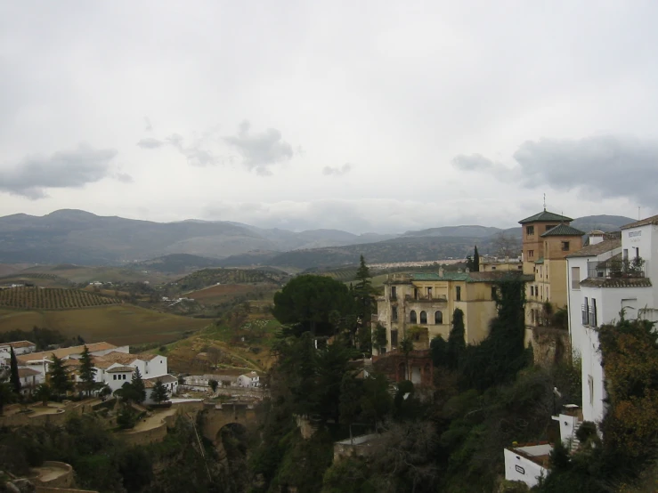 an old european village, looking out over the valley