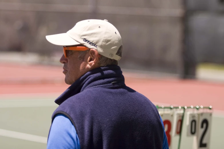 a man in a hat on the tennis court