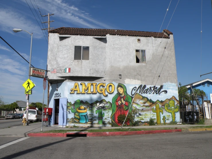 a building with a mural on the side of it