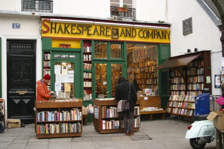 book store with people in front of it and outside