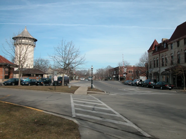 a small parking lot on the side of a street