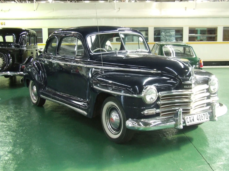 a car parked inside of a large building