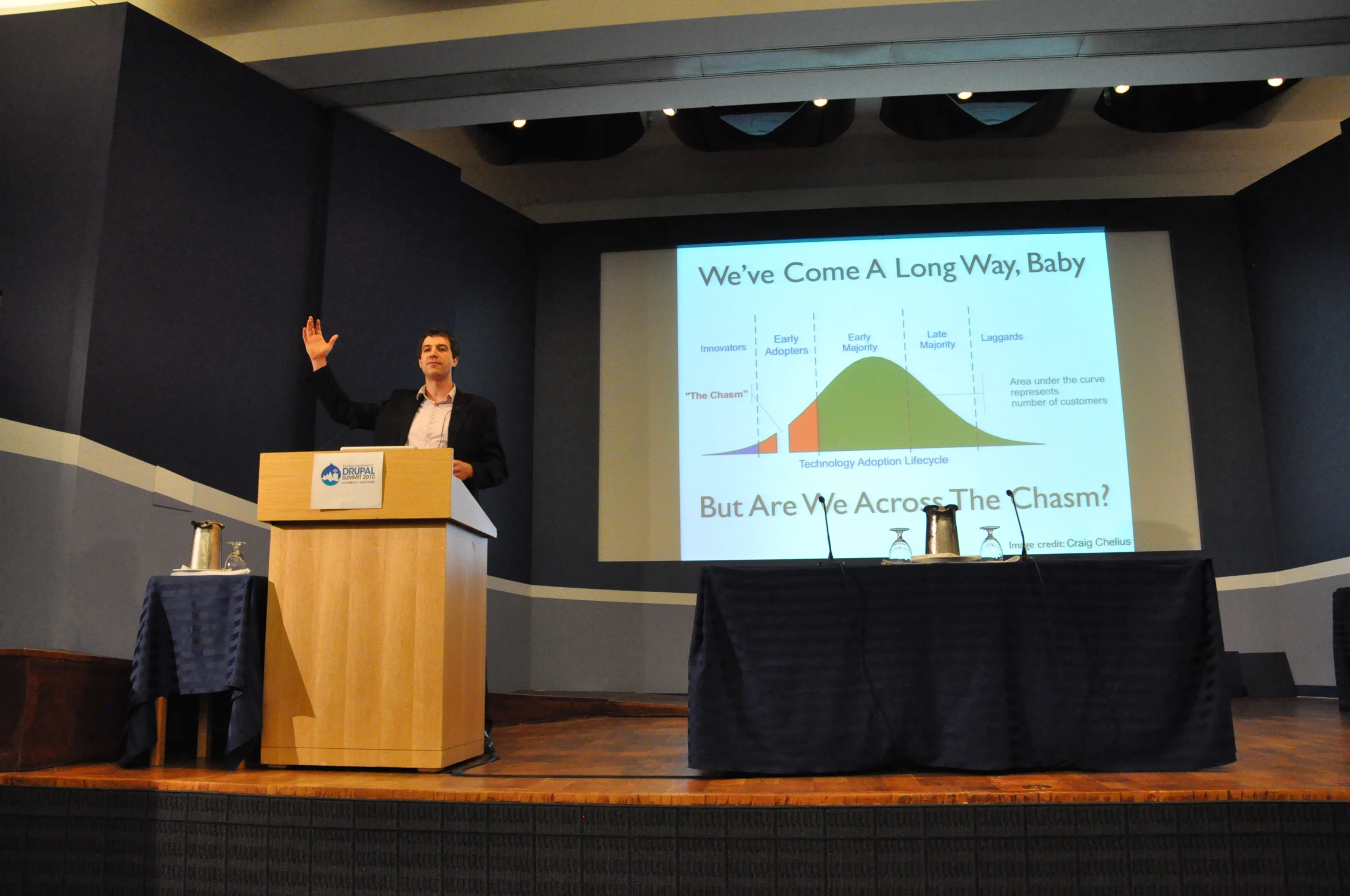 a man giving a presentation on a stage