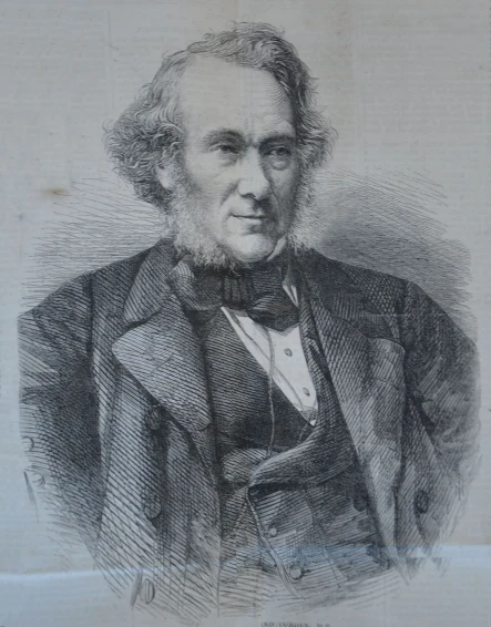 a portrait of a man in an old style drawing