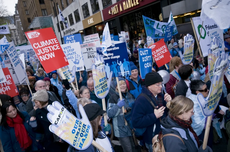 there is an image of a protest in the streets