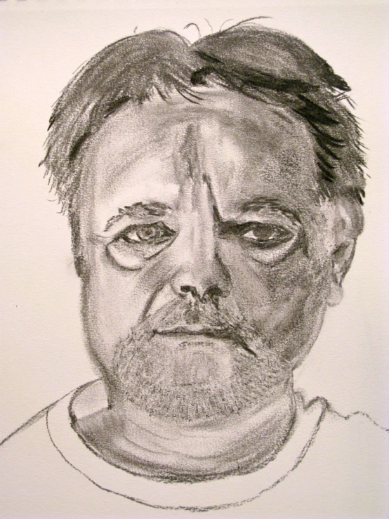 a drawing of a man staring at soing in his hand