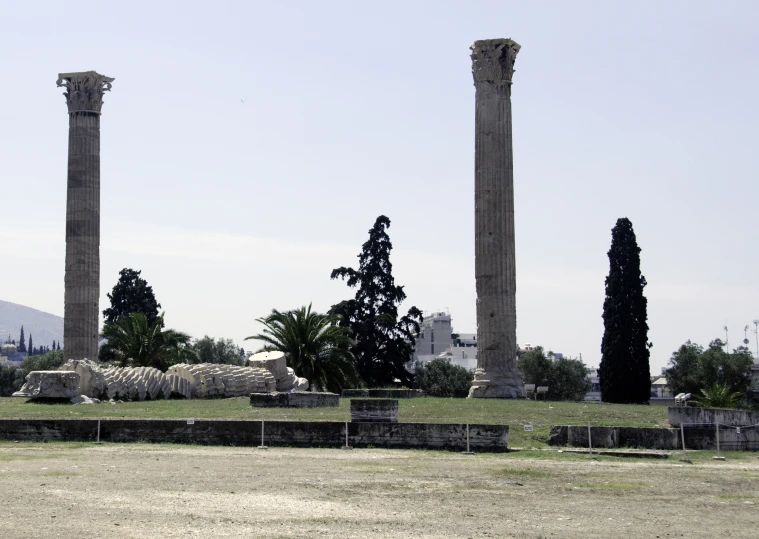 ancient ruins in a park with trees