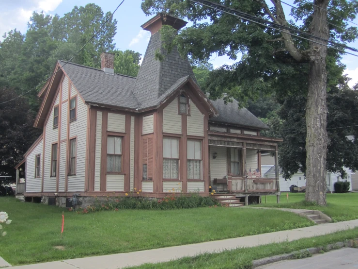 the old house has a clock in the front window