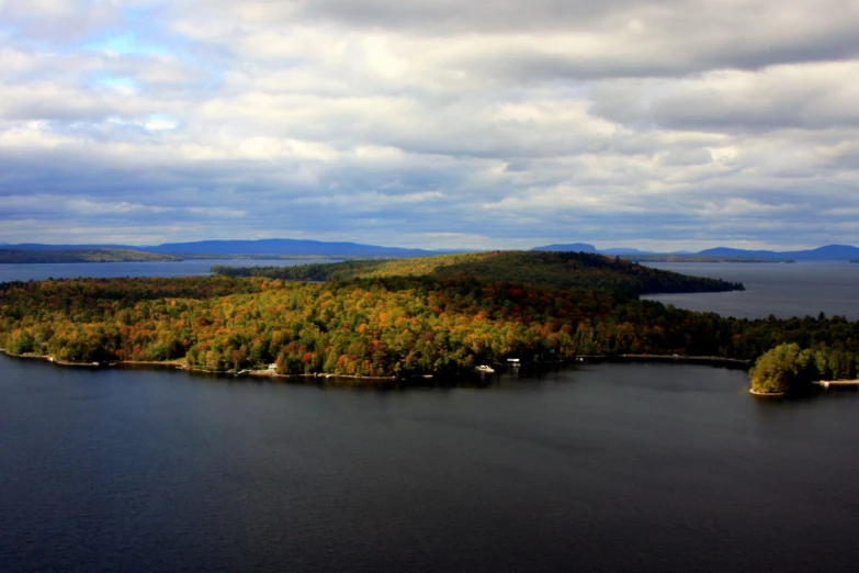 several small islands surrounded by large body of water