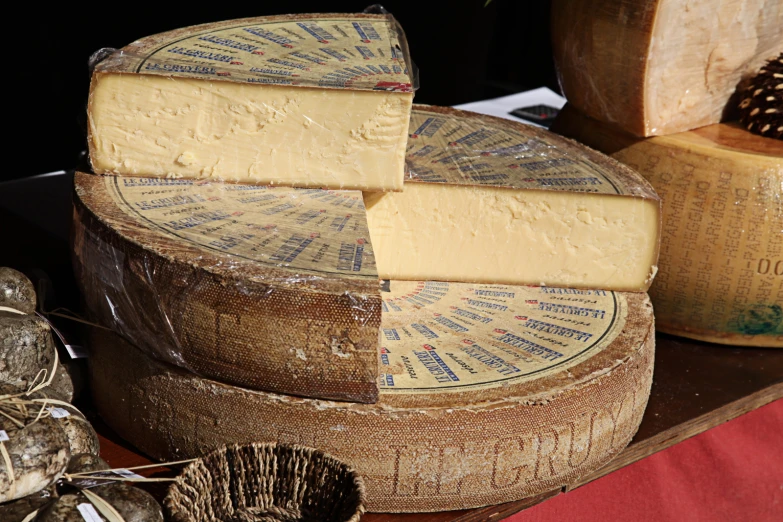 a set of cheese on the table for sale