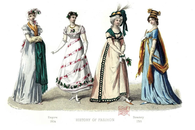 four women's dresses and tiaras in different colors